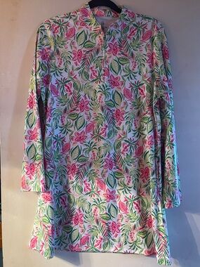 Floral Pink & Green Long Sleeve Dress